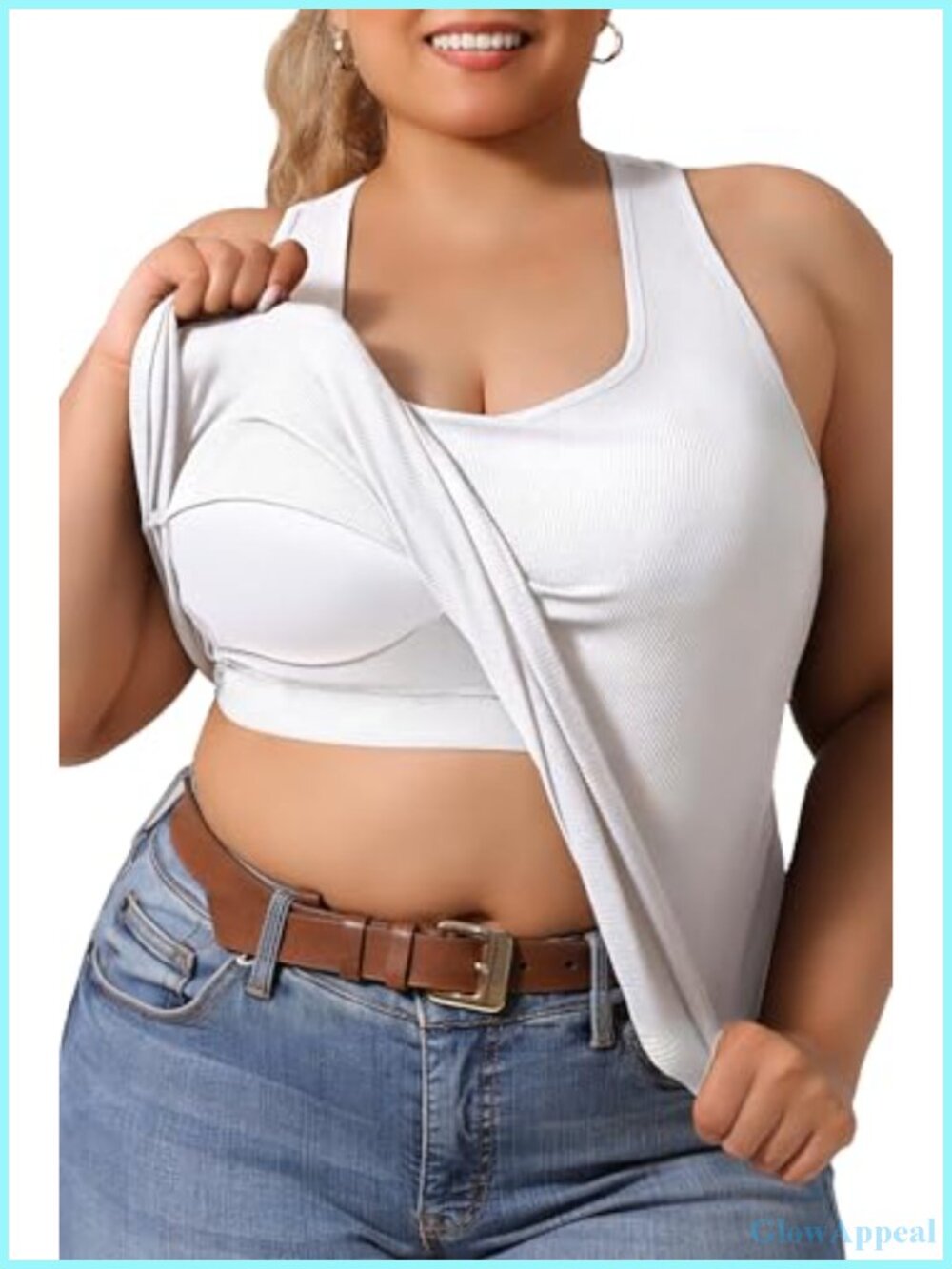 Plus Size Racerback Tank Top with Built-In Bra Wireless Support